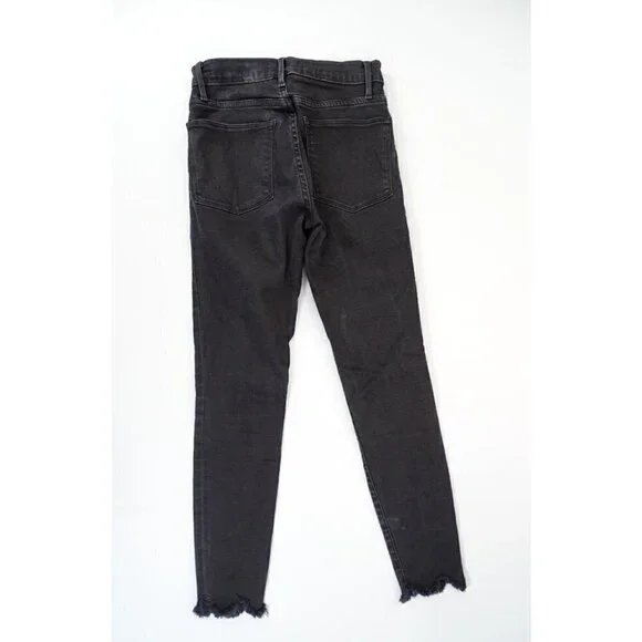 Frame Denim Le High Skinny Jeans Sz‎ 26 Asymmetrical Fringe Hems Jagged Whittier - Picture 3 of 9